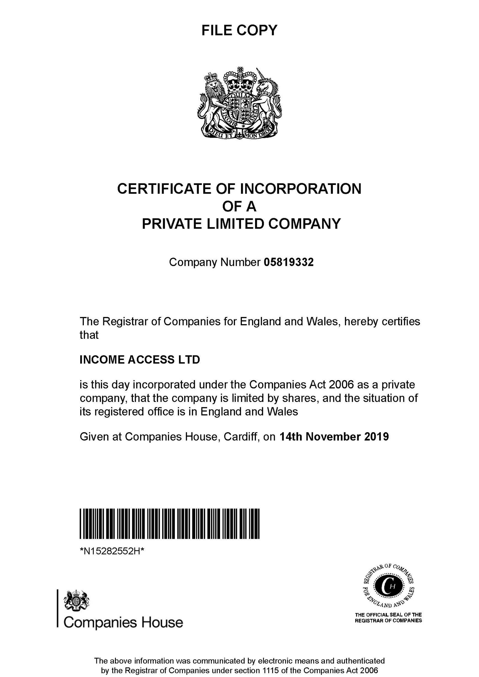 certificate